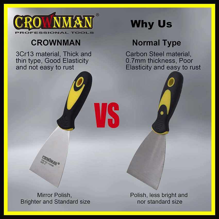 Crownman Painting Tools, Industrial Grade 1"/2"/3"/4"/5" Stainless Steel Scraper with Rubber Handle