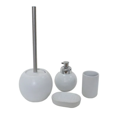 Keramik-Home-Deko-Badezimmer-Accessoires-Set, Toilettenbürstenhalter, Seifenspender, Becher, Seifenschale